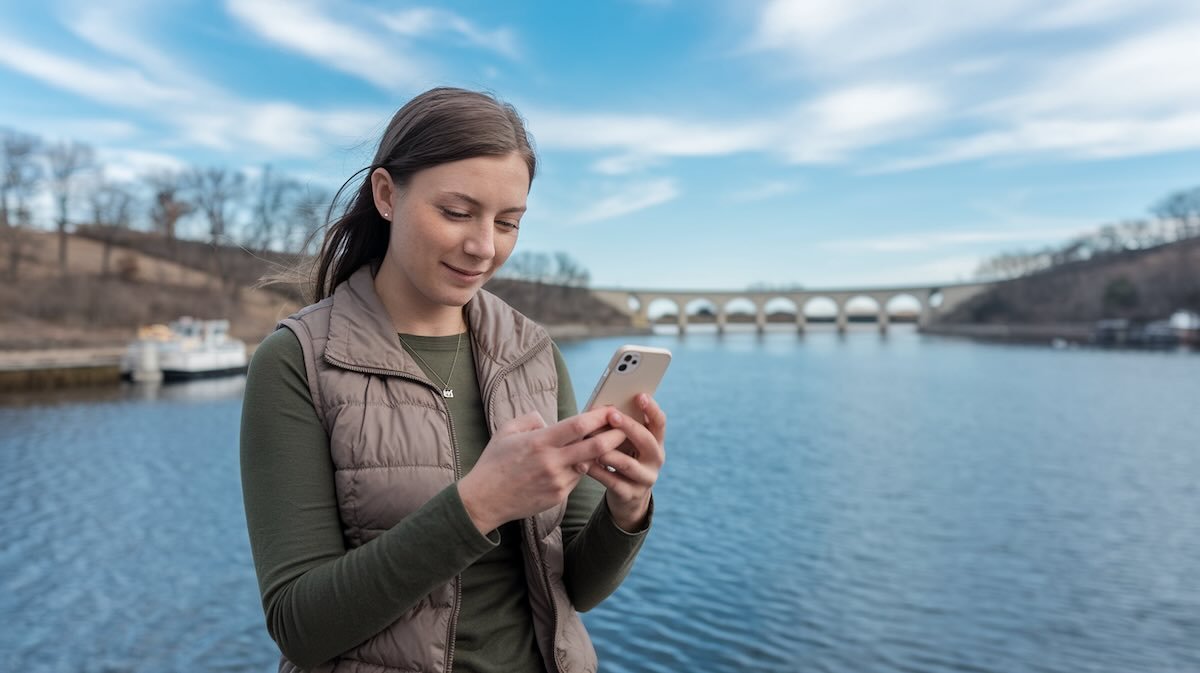 woman use a smartphone in Missouri